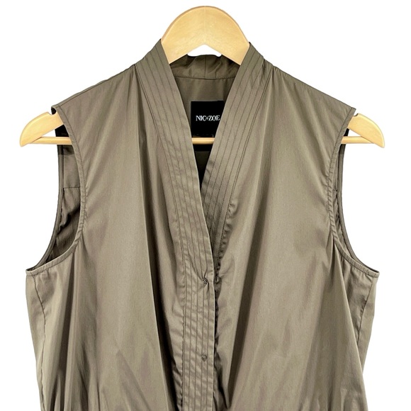 NIC+ZOE Womens Snap Button Up Vest Medium Adjustable Waist Army Green Stretch - Picture 5 of 16